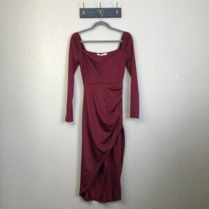 Altar'd State Burgundy Long Sleeve Fitted Midi Dress Women's S NWT $85 Holiday